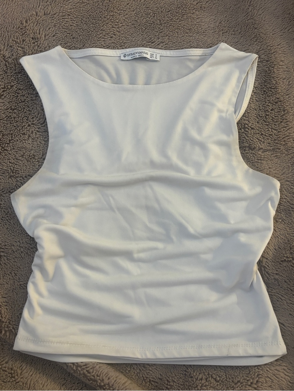 Stradivarius Creamy White Sleeveless Tank Top